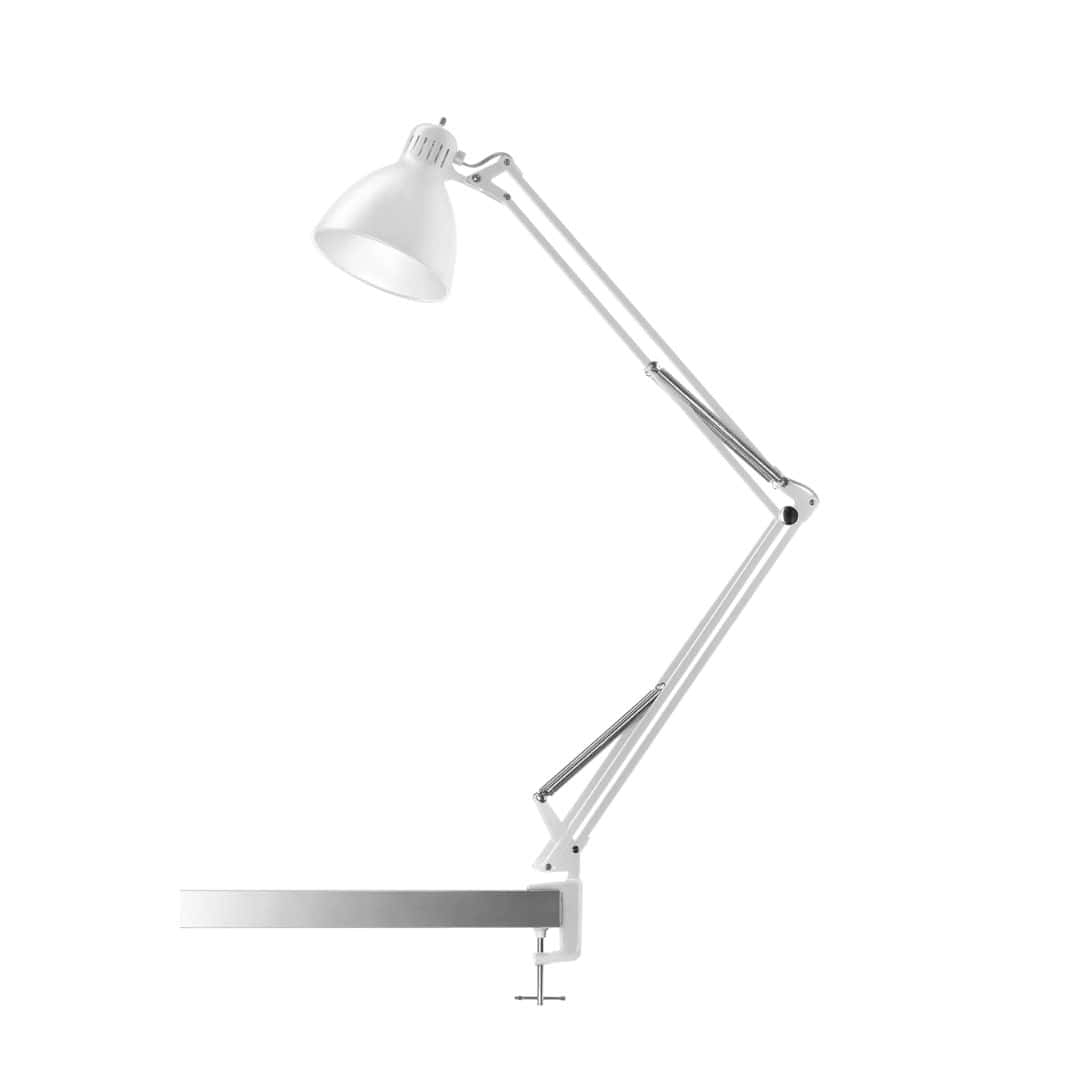 Archi T2 Bordlampe Med Klemme Mat Hvid Nordic Living
