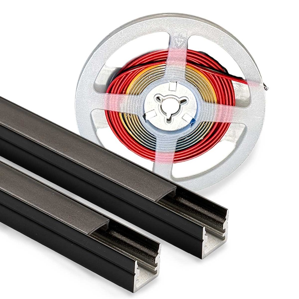 Lys Til Akustikpanel  240cm  Sort Komplet Sæt Med Aluprofil Og Cob Led Strip Kulør : Varm