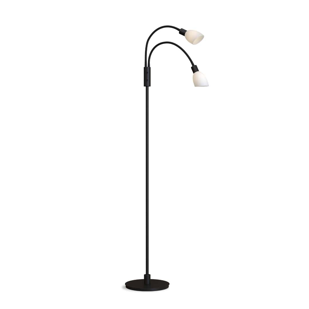 Cut Dobbelt Gulvlampe Sort Opal Glas Herstal