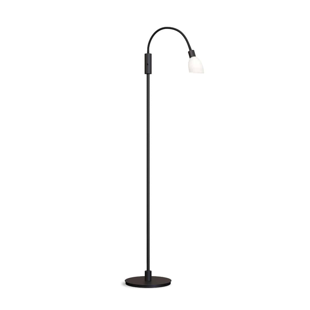 Cut Enkel Gulvlampe Sort Opal Glas Herstal