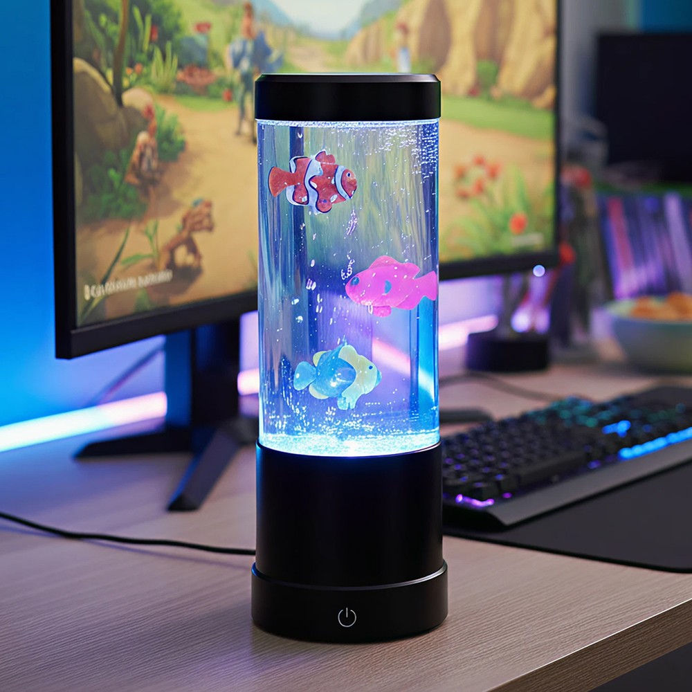 Fiskelampe Rgb 30cm Høj ø11 Cm  Perfekt Til Børn Og Barnlige Sjæle