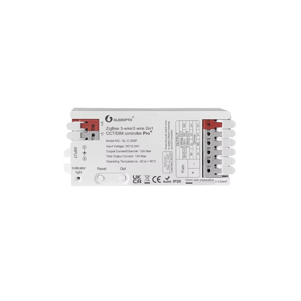 Gledopto Pro 2i1 Zigbee Strip Controller Hue Kompatibel  12v 24v  12v  144w  24v  288w  Enkeltfarvet   Cct