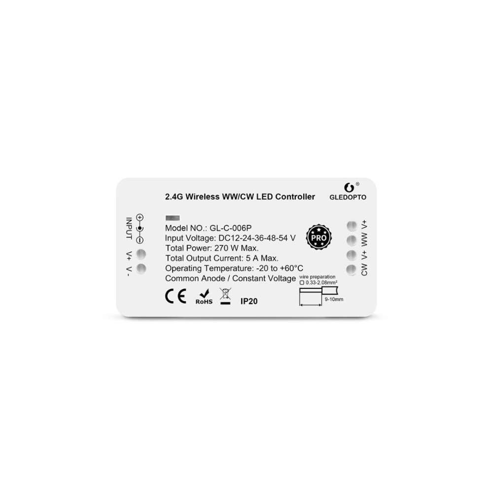 Gledopto Zigbee Controller Philips Hue Kompatibel  Zigbee      Enkeltfarvet Og Cct  12v  60w  24v  120w