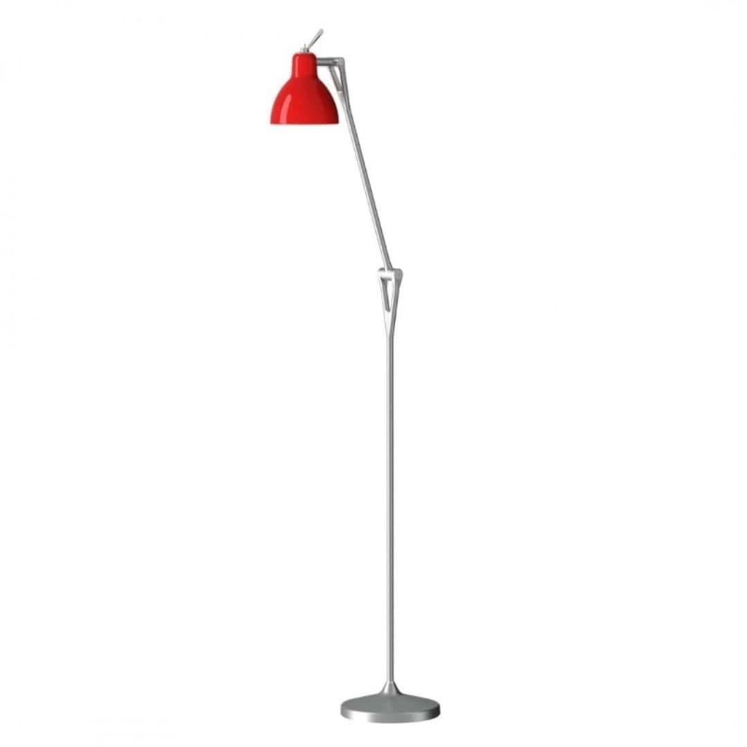 Luxy F1 Gulvlampe Alu Blank Rød Skærm Rotaliana