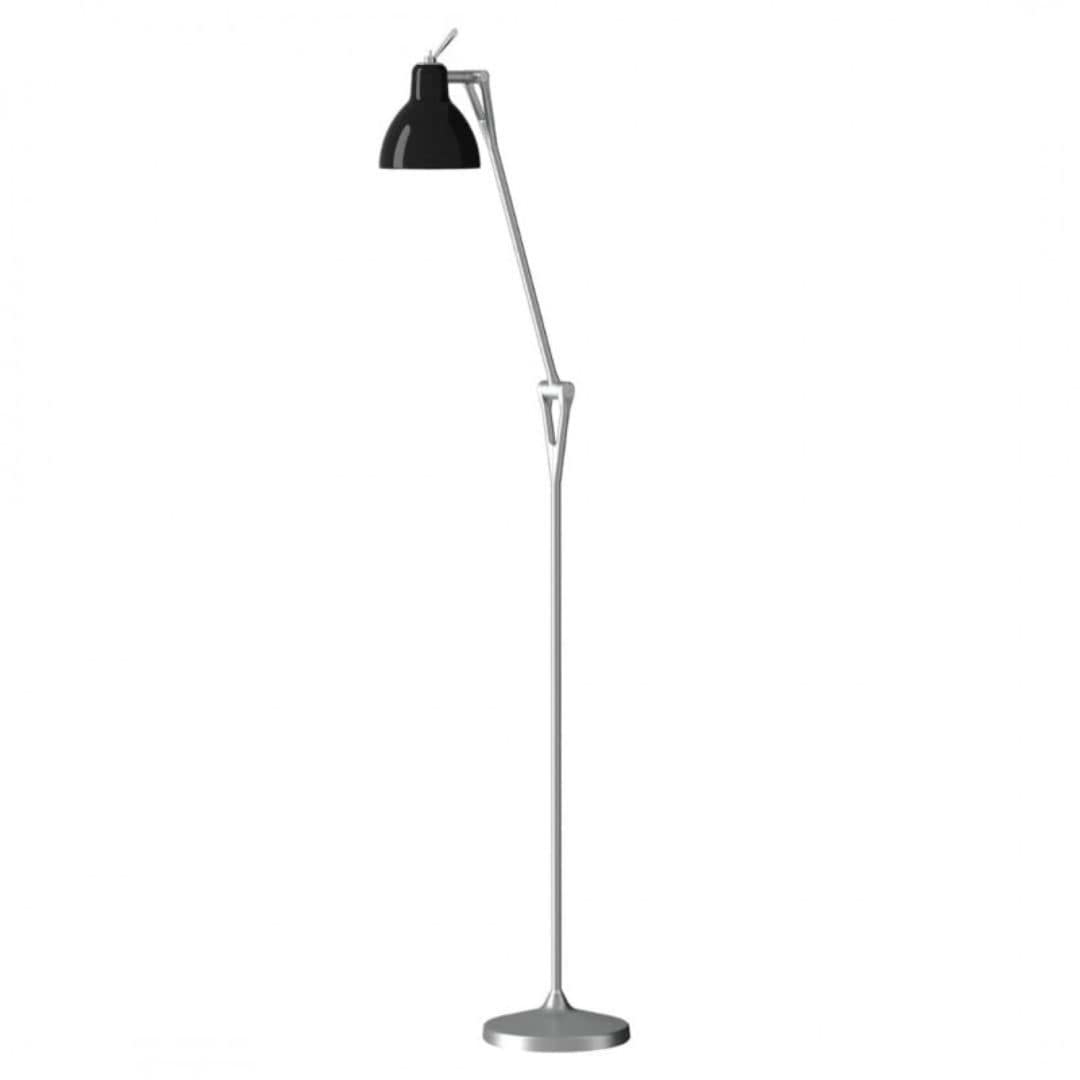 Luxy F1 Gulvlampe Alu Blank Sort Skærm Rotaliana