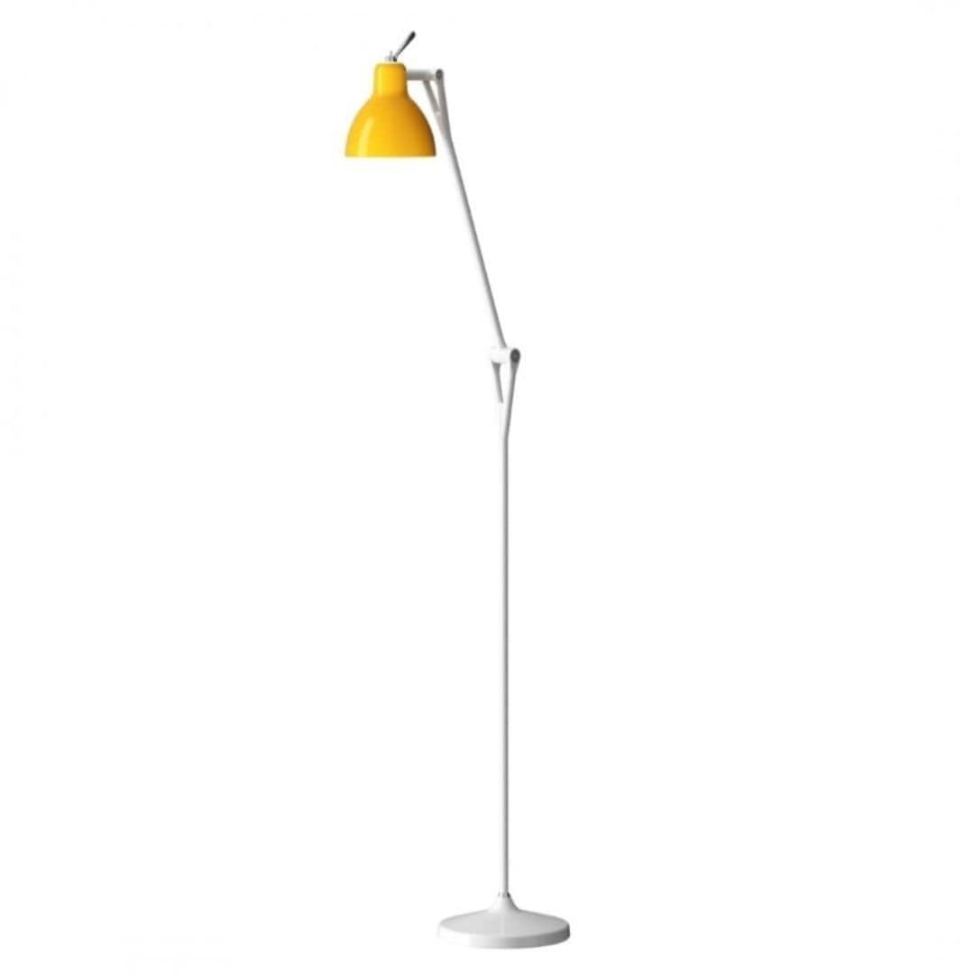 Luxy F1 Gulvlampe Mat Hvid Blank Gul Skærm Rotaliana