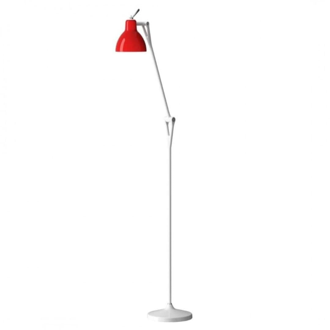 Luxy F1 Gulvlampe Mat Hvid Blank Rød Skærm Rotaliana