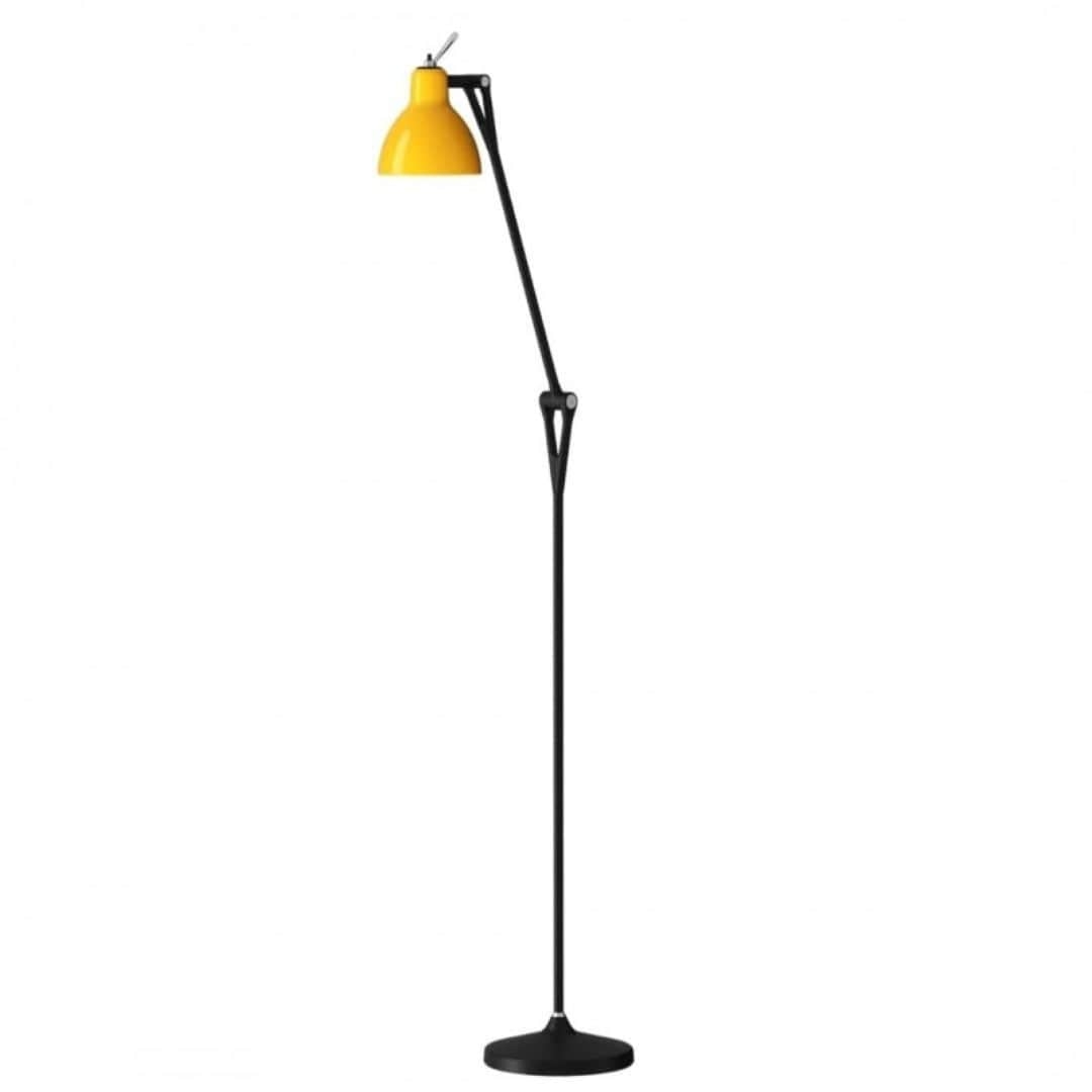 Luxy F1 Gulvlampe Mat Sort Blank Gul Skærm Rotaliana