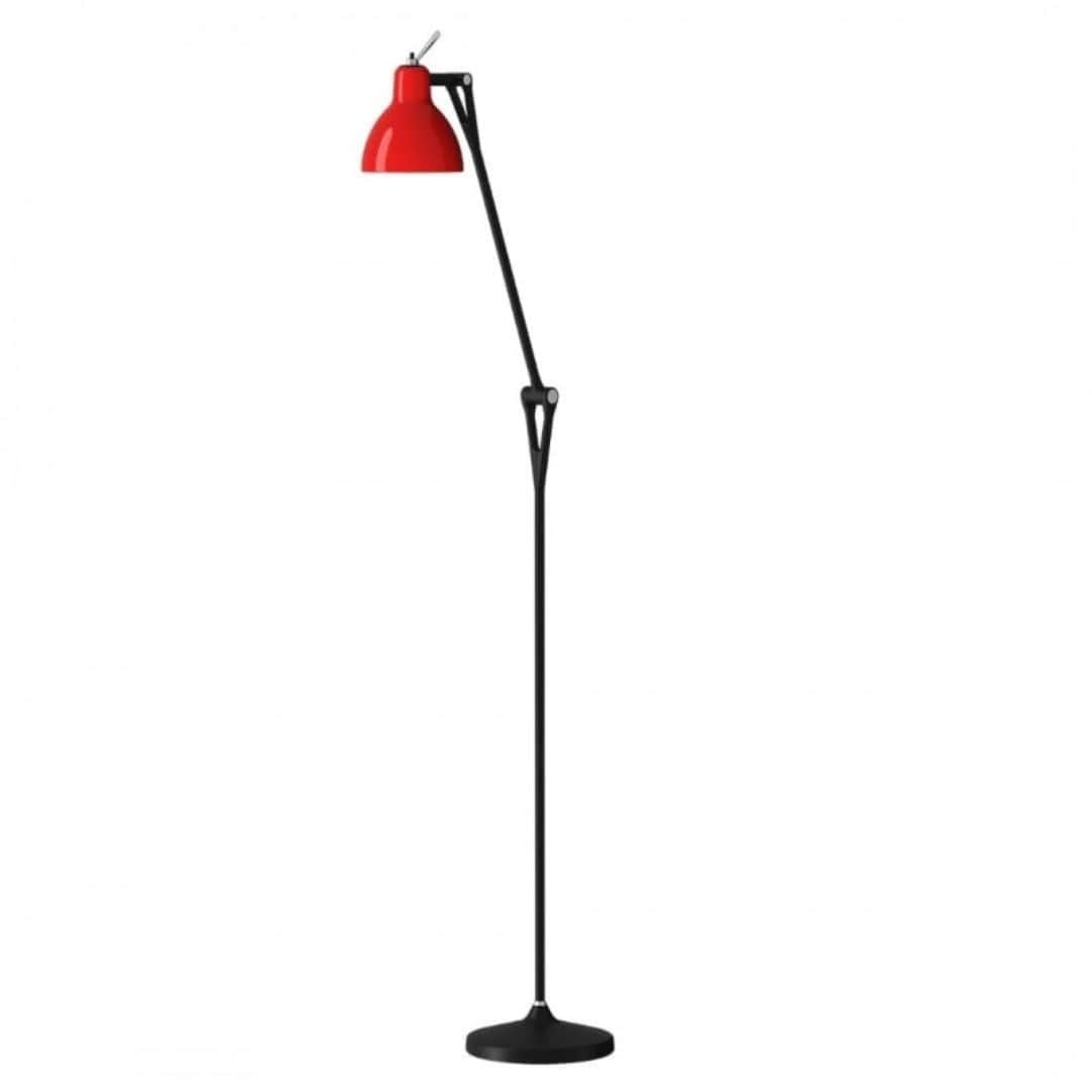 Luxy F1 Gulvlampe Mat Sort Blank Rød Skærm Rotaliana