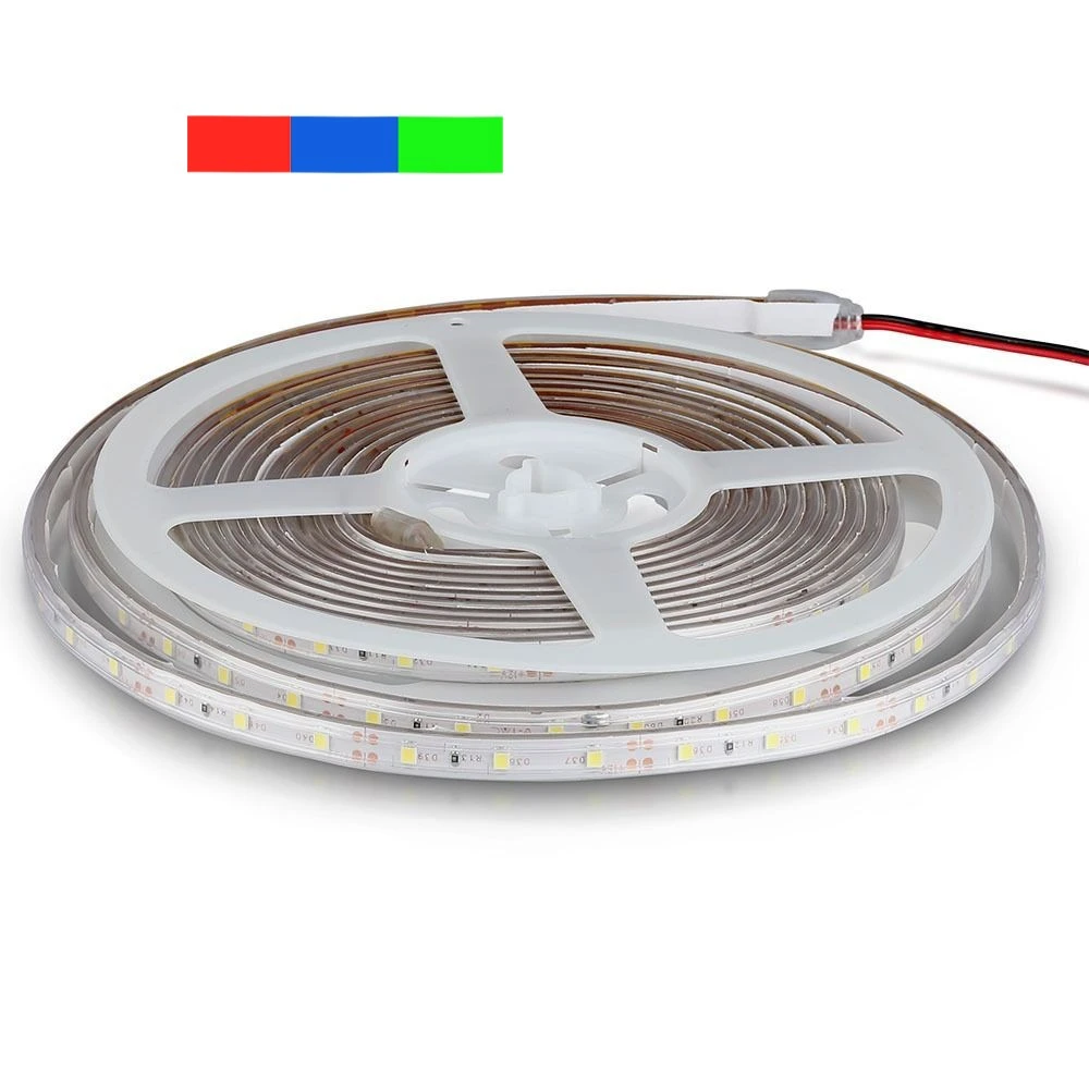 -tac   6w   Stænktæt Led Strip 5m  60 Led Pr  Meter  Farvet Lys  Rød Blå Kulør : Rød