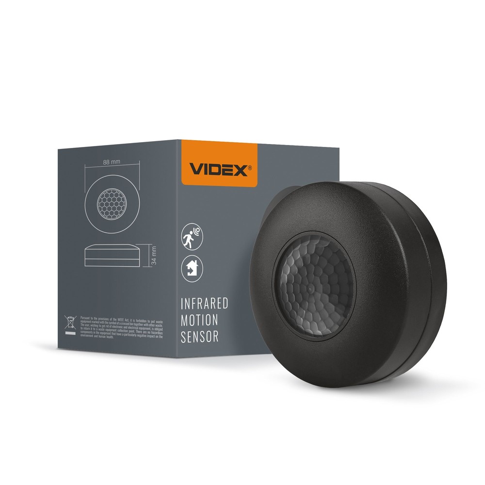1200w Pir Bevægelses- Og Lyssensor 230v  Sort