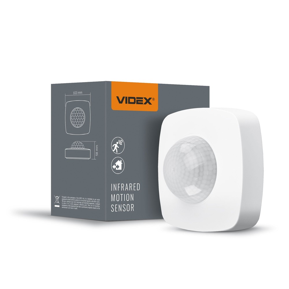 1200w Pir Bevægelses- Og Lyssensor Til Påbygning På Væg Eller Loft