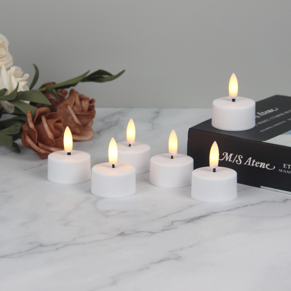 -pak Hvide Led Fyrfadslys Inkl  Ladebase Inkl  Fjernb  Timer