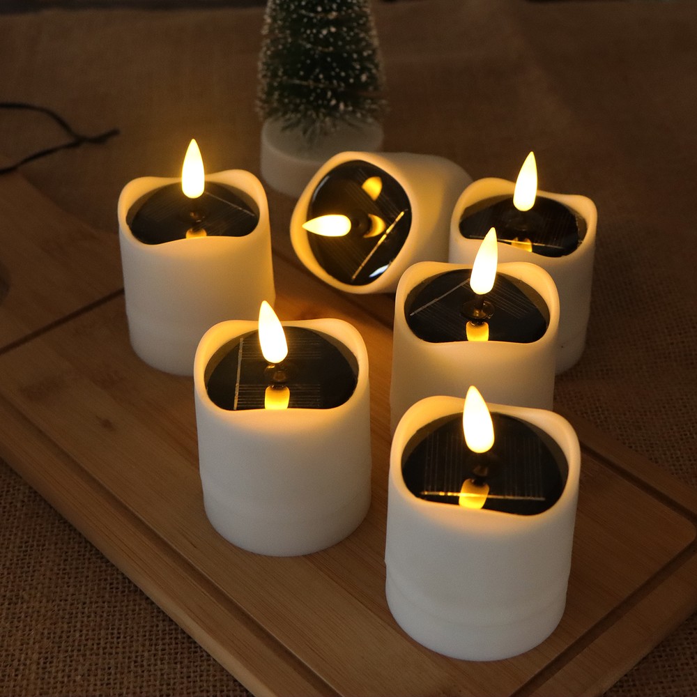 -pak Led Solcelle Stearinlys ø5cm  8cm Høj  Ip44 Udendørs